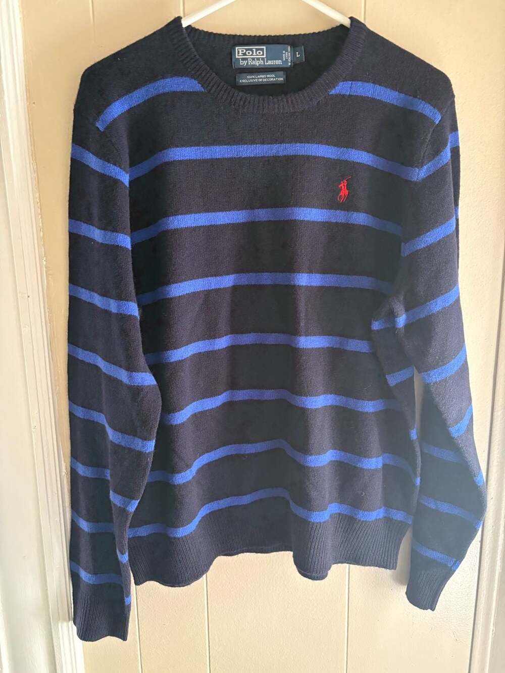 Polo Ralph Lauren Men's Crewneck Striped 100% Lambs Wool Sweater - Picture 4 of 5